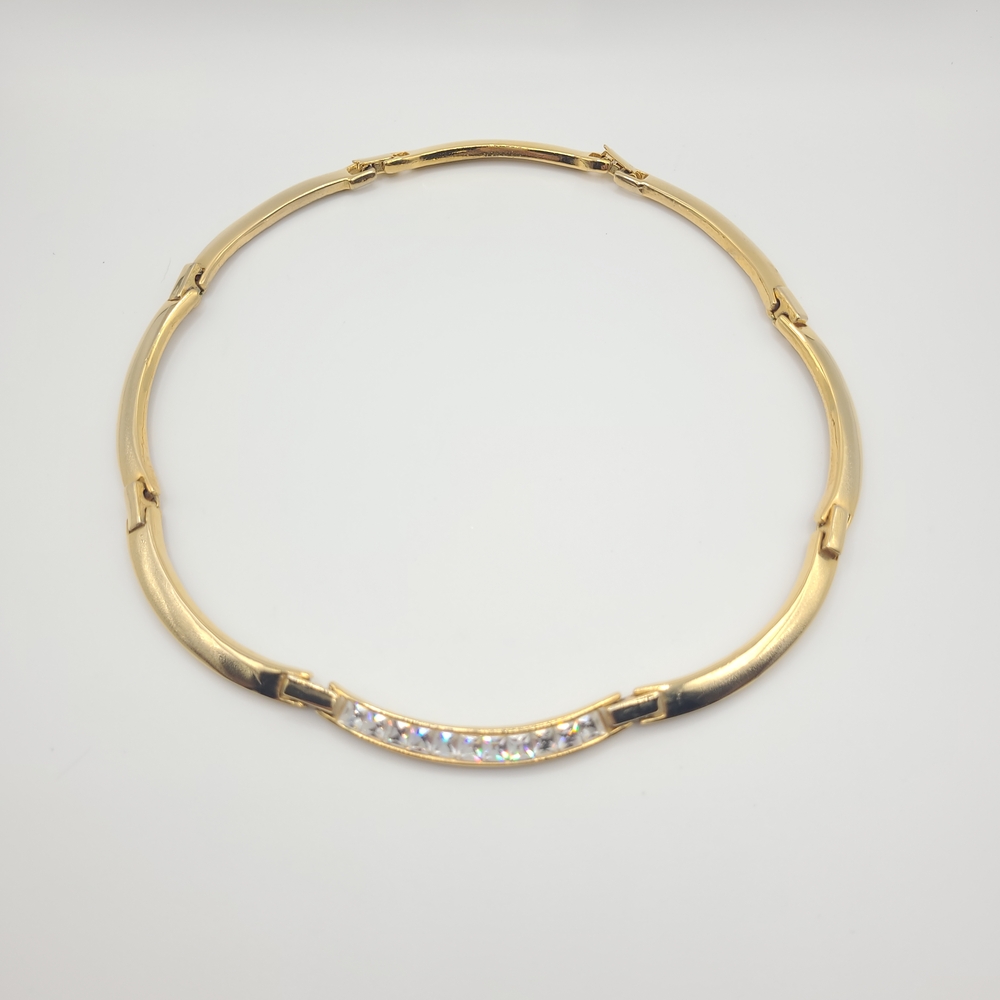 Vintage Gold Tone Crystal Choker Necklace with Extension - Picture 3 of 11